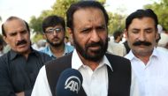 Deputy Chairman of the Islamic Party of the Pakistan Community Mian Muhammad Aslam (C) makes a speech prior to the funeral prayer in absentia for former President of Egypt Mohamed Morsi in Aabpara district of Islamabad, Pakistan on June 18, 2019. (Muhamme