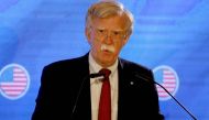 US national security adviser John Bolton speaks during a trilateral summit between the US, Israel and Russia, in Jerusalem on June 25, 2019.   AFP / Menahem KAHANA