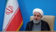 President Hassan Rouhani attending a meeting with ministers broadcast live on TV in Tehran on June 25, 2019. AFP 