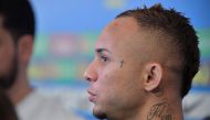 Brazil's Everton speaks during a press conference before a training session at Granja Comary sport complex in Teresopolis, Brazil on July 4, 2019, ahead of the Copa America final football match against Peru next July 7. AFP / Luis Acosta
 