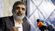 This file photo taken on July 17, 2018 shows the spokesman of Iran's Atomic Energy Organization (AEOI), Behrouz Kamalvandi, at a press briefing in the capital Tehran. / AFP / ATTA KENARE