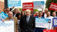 Boris Johnson, a leadership candidate for Britain's Conservative Party, arrives to attend a hustings event in Colchester, Britain July 13, 2019. REUTERS/Peter Nicholls