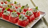 Watermelon With Herbed Goat Cheese Whip. Photo by Tom McCorkle for The Washington Post.
