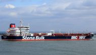 Stena Impero, a British-flagged tanker, off the coast of Europoort in Rotterdam on April 3, 2018.  (AFP PHOTO / MARINETRAFFIC.COM / JAN VERHOOG)