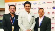 Former India Test and ODI captain Anil Kumble is seen during the Euro T20 Slam League draft on Friday. 