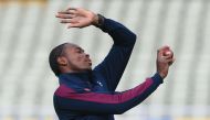 England's Jofra Archer takes part in a training session on the eve of the first Ashes cricket test match between Australia and England at Edgbaston in Birmingham, north England on July 31, 2019. (AFP / Lindsey Parnaby )