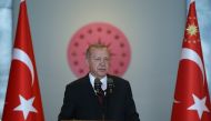 President of Turkey, Recep Tayyip Erdogan speaks at the 11th Ambassadors' Conference at Presidential Complex in Ankara, Turkey on August 06, 2019. Murat Kula - Anadolu Agency 