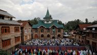 Kashmiris attend Eid-al-Adha prayers at a mosque during restrictions after the scrapping of the special constitutional status for Kashmir by the Indian government, in Srinagar, August 12, 2019. REUTERS/Danish Siddiqui