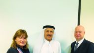 Dr. Khalid Al Ali (centre), Assistant Under-Secretary for Education and Director of the Higher Education Institutes; Professor Jackie McCoy (left), Associate Dean (Global Engagement) at Ulster University; and Professor Paul Bartholomew, Pro-Vice-Chancello