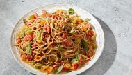 Summer Tomato and Basil Pasta With Pine Nut Sauce. Pic: Photo by Tom McCorkle for The Washington Post.