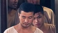  Myanmar prisoners Zaw Lin (C) and Win Zaw Tun (R) leave the court in Nonthaburi after the verdict on August 29, 2019. AFP / Mladen Antonov 