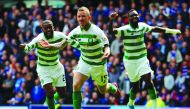 Celtic's Jonny Hayes celebrates scoring their second goal. Reuters/Russell Cheyne