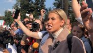 FILE PHOTO: Russian opposition figure Lyubov Sobol delivers a speech during a rally to demand authorities allow opposition candidates to run in the upcoming local election and release protesters, who were detained during recent demonstrations, in Moscow, 