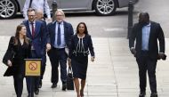 Business owner and anti-Brexit activist Gina Miller (C) arrives at the High Court, London on September 6, 2019, to receive the verdict of an urgent judicial review brought by herself and former prime minister John Major, challenging the suspension of the 