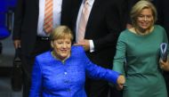 German Chancellor Angela Merkel (L) attends 2020 budget discussions session at Bundestag in Berlin, Germany on September 11, 2019. (Abdülhamid Ho?ba? - Anadolu Agency)