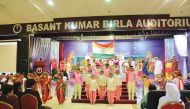The students at the main section of Birla Public School during the celebration of Hindi Divas.
