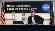 This NASA photo shows actor Brad Pitt as he speaks with NASA astronaut Nick Hague who is onboard the International Space Station, on September 16, 2019 from the Space Operations Center at NASA Headquarters in Washington,DC. (Afp Photo / Nasa /Joel Kowsky/