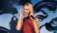 Canadian singer Celine Dion performs on the opening night of her new world tour