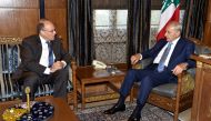 Lebanese Parliament Speaker Nabih Berri (R) meeting with Marshall Billingslea, US Assistant Secretary of the Treasury for Terrorist Financing, in Beirut
