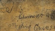 In this Aug. 6, 2019 photo provided by David Leaning Samuel Clemens' signature is seen inside the Mark Twain Cave in Hannibal, Mo., Clemens' boyhood home. Photo Courtesy David Leaning via AP