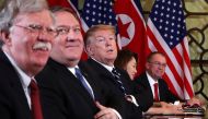 Donald Trump, Mike Pompeo, John Bolton and Mick Mulvaney attend a meeting in the Metropole hotel with Kim Jong Un and delegation in Hanoi, February 28, 2019. Reuters / Leah Millis