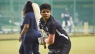 In this photo taken on September 28, 2019 cricketer Shafali Verma trains during an Indian cricket team practice session in Surat, ahead of a Twenty20 match between India and South Africa./ AFP / STR