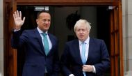 FILE PHOTO: Ireland's Prime Minister (Taoiseach) Leo Varadkar waves as he meets Britain's Prime Minister Boris Johnson in Dublin, Ireland, September 9, 2019. REUTERS/Phil Noble/File Photo