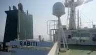 An undated picture shows the Iranian-owned Sabiti oil tanker sailing in the Red Sea.