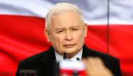 Poland's ruling party Law and Justice (PiS) leader Jaroslaw Kaczynski speaks after the exit poll results are announced in Warsaw, Poland, October 13, 2019. Reuters/Kacper Pempel
 