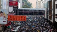 Anti-government demonstrators attend a protest march in Hong Kong, China, October 20, 2019. REUTERS/Kim Kyung-Hoon