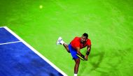 Nick Kyrgios of Australia returns a shot to Rafael Nadal of Spain during their Western and Southern Cincinnati Open quarter-final match in this file picture. 