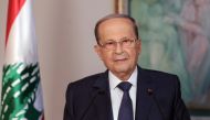 Lebanese President Michel Aoun addressing the nation on the third anniversary of his presidency from the presidential palace in Baabda, east of the capital Beirut, on October 31, 2019.  AFP/ Dalati and Nohra