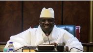 An image grab taken on December 3, 2016 from a video of the Gambia and Television Services broadcasted on December 2, 2016 in Banjul shows Yahya Jammeh speaking during a press conference. 