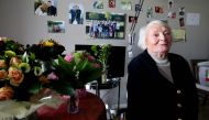  In this file photo taken on April 26, 2017 Yvette Lundy poses for a picture at a retired home in Epernay, northeastern France. Yvette Lundy, a figure of the French Resistance, died at the age of 103 in Epernay on November 3, 2019, announced the Marne pre