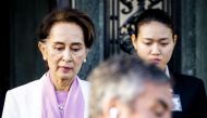 Myanmar's State Counsellor Aung San Suu Kyi leaves the Peace palace in The Hague, on December 12, 2019 on the last day of a three-day hearing on the Rohingya genocide case before the UN International Court of Justice. AFP / ANP / Sem Van Der Wal
 