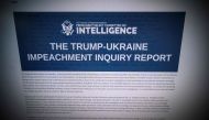 Computer screen shows a copy of the Permanent Select Committee on Intelligence Report of The Trump-Ukraine Impeachment Inquiry Report on December 3, 2019 in Washington. AFP / Eric Baradat