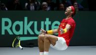 Rafael Nadal celebrates after winning his match against Denis Shapovalov of Canada and winning the Davis Cup, Madrid, Spain November 24, 2019. Reuters / Sergio Perez