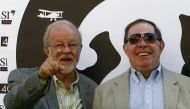 US special effects supervisory Douglas Trumbull (L) and visual futurist designer Syd Mead of 