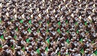 In this file photo taken on September 22, 2014, Iranian Revolutionary Guards troops march during the annual military parade marking the anniversary of Iran's war with Iraq (1980-88) in Tehran. (AFP / Behrouz MEHRI)