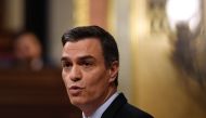 Spanish caretaker prime minister, socialist Pedro Sanchez, delivers a speech during the first day of a parliamentary investiture debate to vote for a premier at the Spanish Congress (Las Cortes) in Madrid on January 4, 2020. / AFP / PIERRE-PHILIPPE MARCOU
