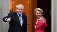Britain's Prime Minister Boris Johnson meets European Commission President Ursula von der Leyen in London, Britain January 8, 2020. Reuters/Toby Melville
 
 