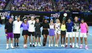 The world's top tennis players pose for a photo in the Rally for Relief charity tennis match in support of the victims of the Australian bushfires, in Melbourne of January 15, 2020, ahead of the Australian Open tennis tournament. AFP / William West