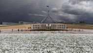 A view of golfball-sized hail after a hail storm at Parliament House in Canberra, Australia, January 20, 2020. AAP Image/Mick Tsikas/via REUTERS 