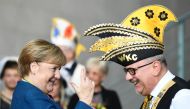 Chancellor Angela Merkel receives German carnival societies at the Chancellery in Berlin, Germany, January 22, 2020. Reuters/Annegret Hilse
