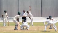Sri Lanka's Lasith Embuldeniya (3rdR) delivers a ball to Zimbabwe's Regis Chakabva (2ndL) as Zimbabwe's Sikandar Raza (L), umpire Marais Erasmus (back C), Sri Lanka's Niroshan Dickwella (front C), Sri Lanka's Dhananjaya de Silva (R) looks on during the fi