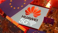 The EU flag and a smartphone with the Huawei and 5G network logo are seen on a PC motherboard in this illustration taken January 29, 2020. REUTERS/Dado Ruvic/Illustration
