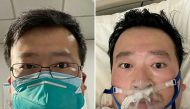 Undated combination photo shows Chinese coronavirus whistleblowing doctor Li Wenliang whose death was confirmed on February 7 at the Wuhan Central Hospital, China. 