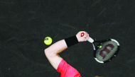 Kyle Edmund of Great Britain serves the ball during his Men's Singles final match against Andreas Seppi of Italy on day seven of the 2020 NY Open at Nassau Veterans Memorial Coliseum on February 16, 2020 in Uniondale, New York. Steven Ryan/Getty Images/A