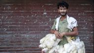 File photo: A Mumbai poultry market worker carries birds. Danish Siddiqui / Reuters
