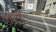 TOKYO, JAPAN - MARCH 01: Runners take part to the depart of the Tokyo Marathon Elite men and women on March 1st, 2020, in Tokyo, Japan. ( DAVID MAREUIL - Anadolu Agency )
